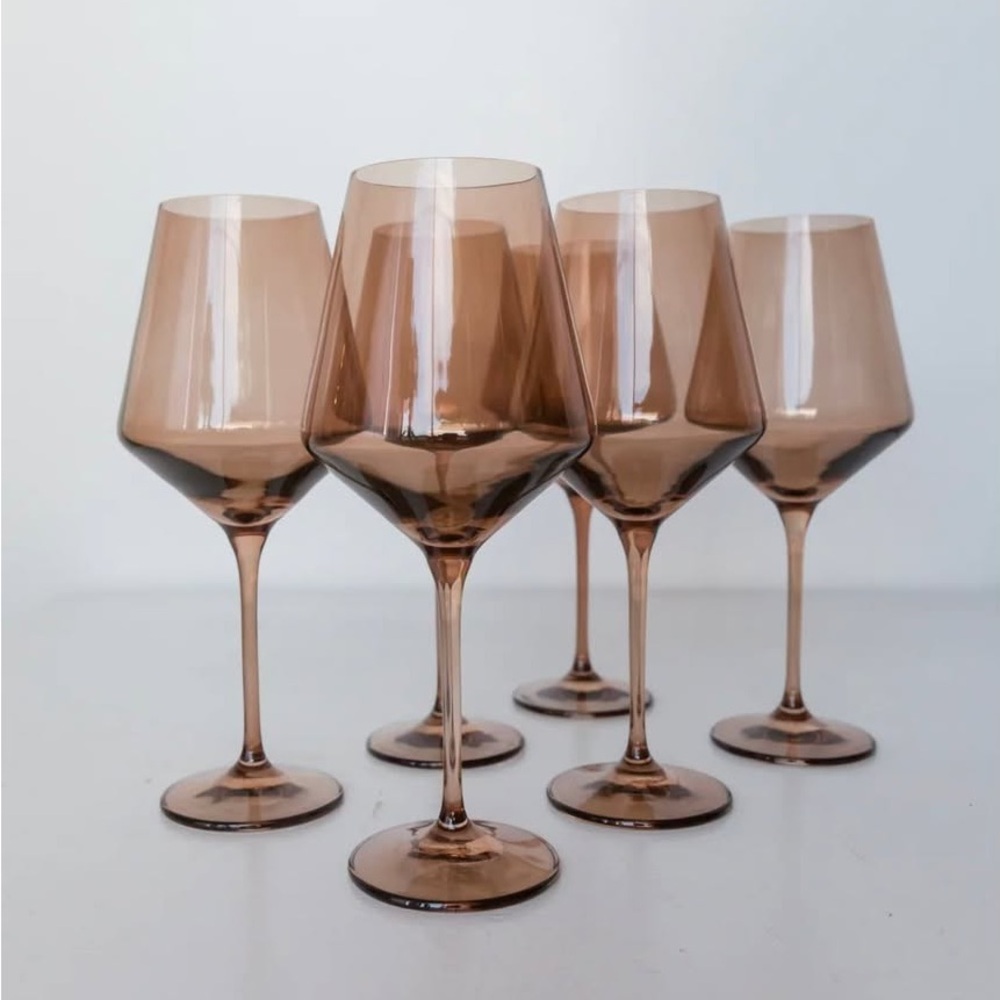 Estelle Colored Glass Stemware Amber Smoke Wine Glass Set of 6